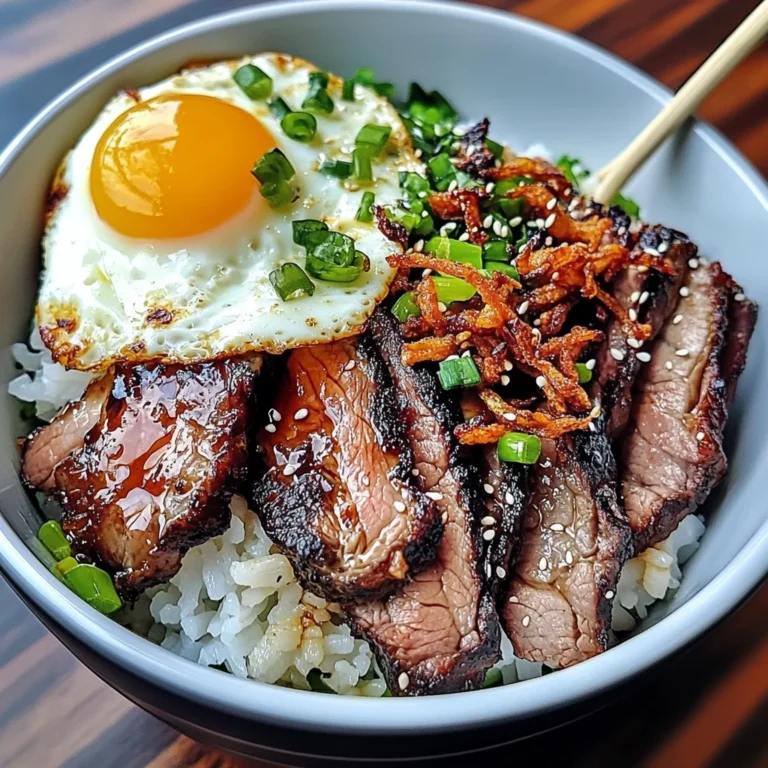 Char Siu Beef Bowl With Crispy Fried Shallots & Sunny-side