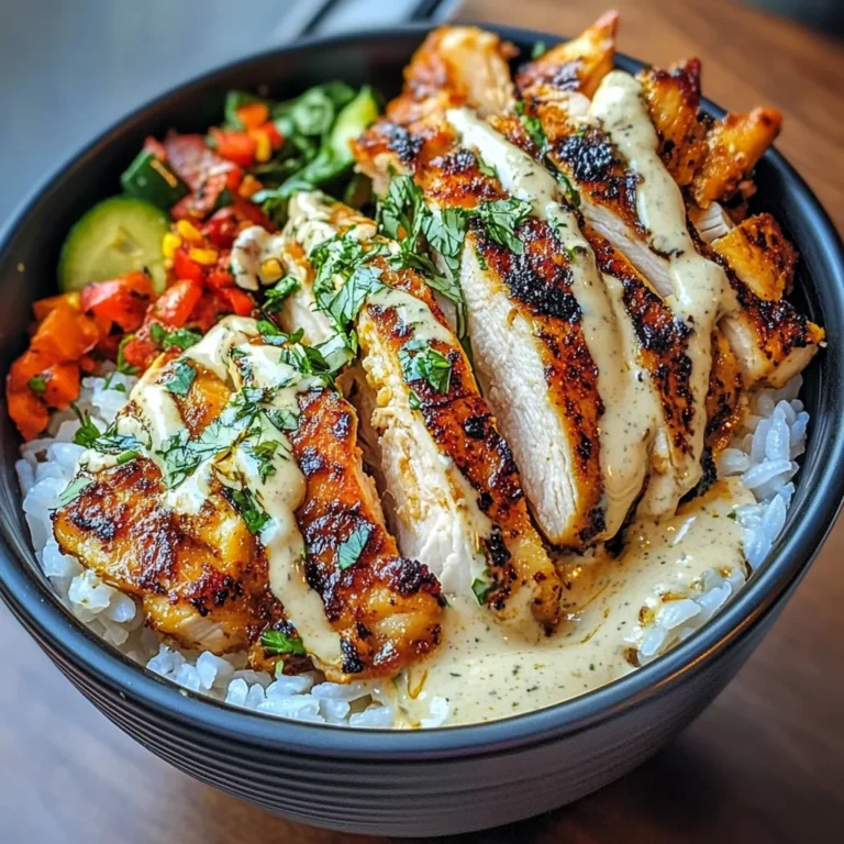 Chicken & Rice Bowls With Creamy Garlic Sauce