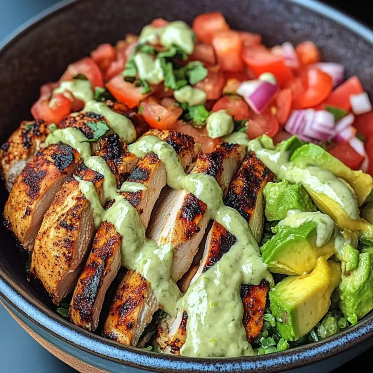 Chipotle Lime Chicken Bowl With Avocado Crema