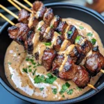 Grilled Beef Skewers With Creamy Peanut Sauce