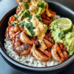 Shrimp Bowl With Avocado Guacamole & Creamy Sauce