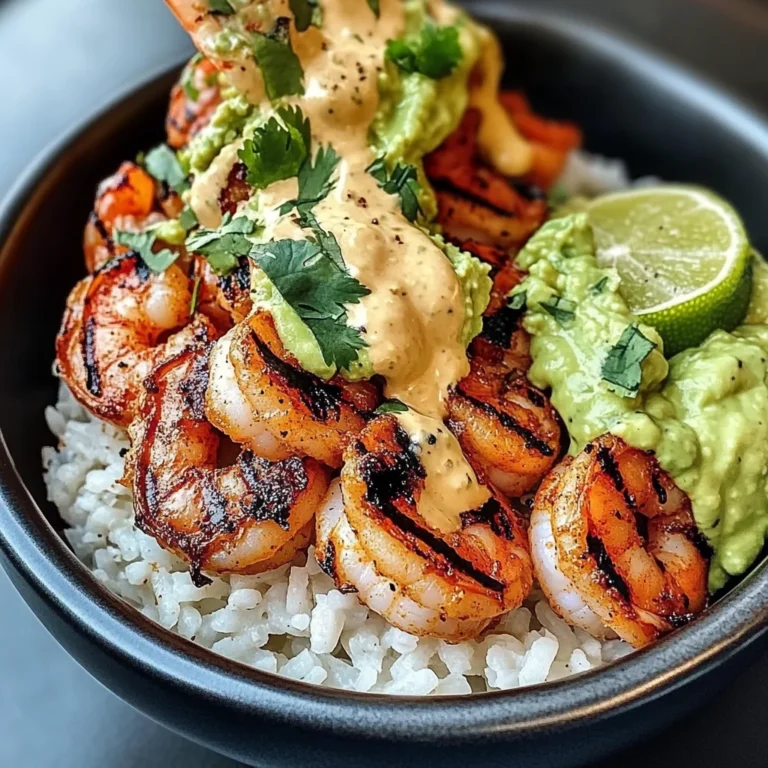 Shrimp Bowl With Avocado Guacamole & Creamy Sauce