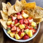 Strawberry Pineapple Fruit Salsa with Cinnamon Tortilla Chips