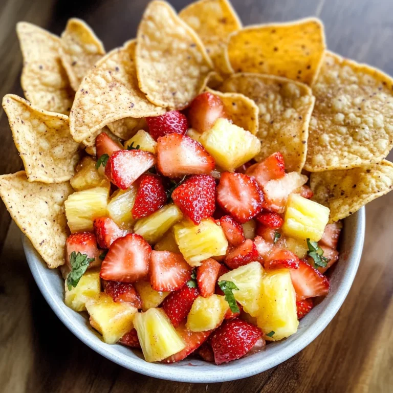 Strawberry Pineapple Fruit Salsa with Cinnamon Tortilla Chips