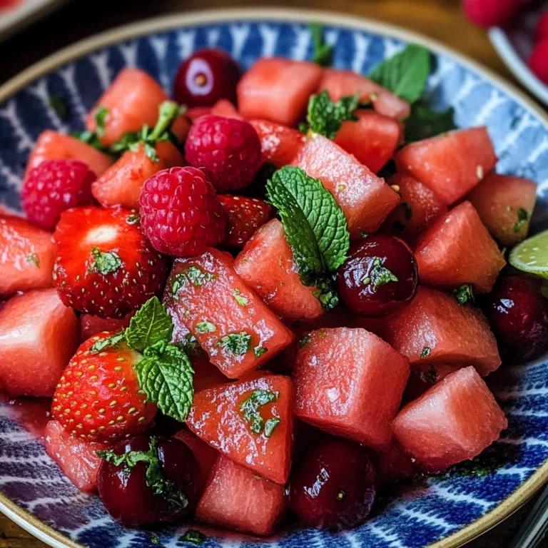 Watermelon Fruit Salad with Lime Mint Dressing
