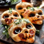 Cheesy Halloween Pizza Skulls
