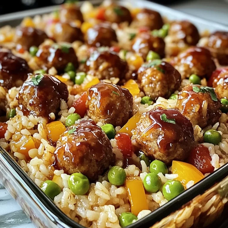 Honey Garlic Meatball & Rice Bake