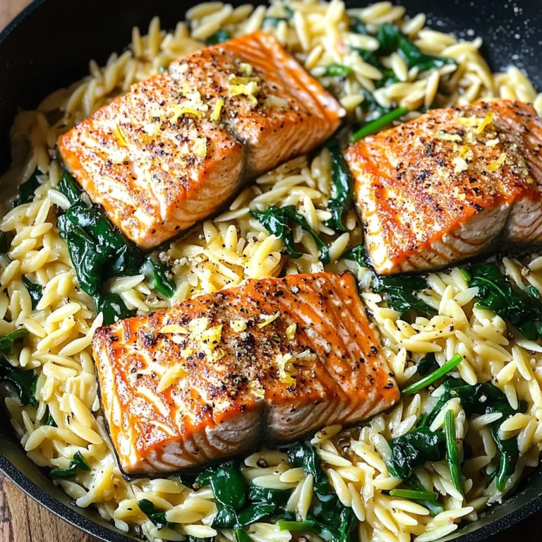 One Skillet Salmon with Lemon Orzo