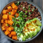 Spicy Ground Beef & Sweet Potato Protein Bowl