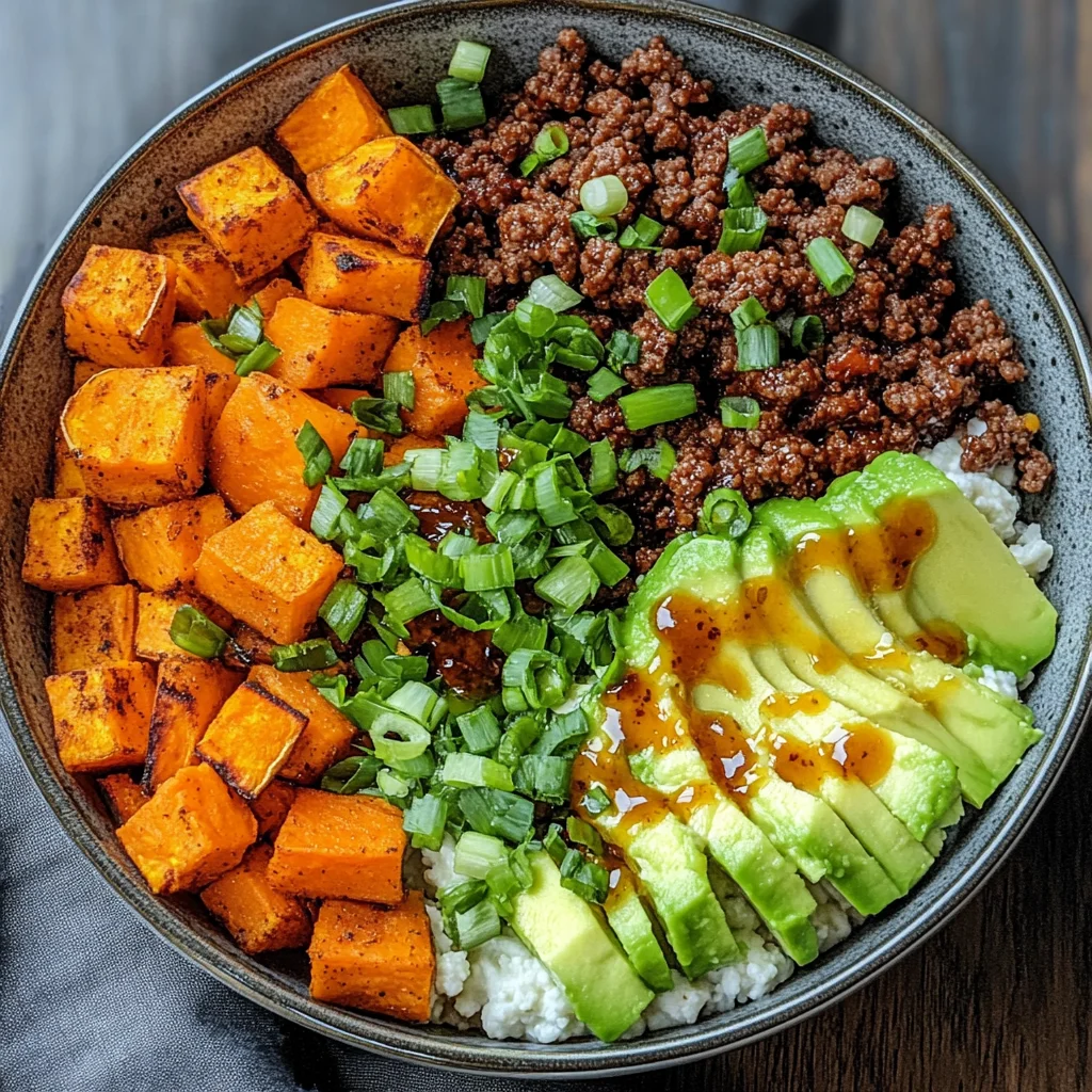 Spicy Ground Beef & Sweet Potato Protein Bowl