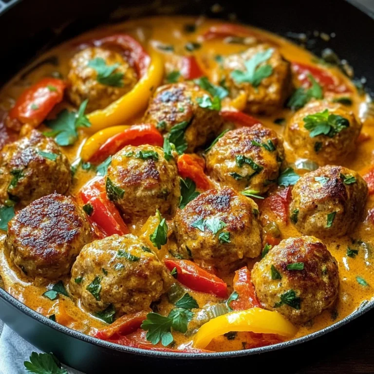 Creamy Bell Pepper Chicken Meatballs