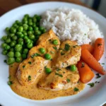 Creamy Paprika Chicken with Rice & Buttered Veggies
