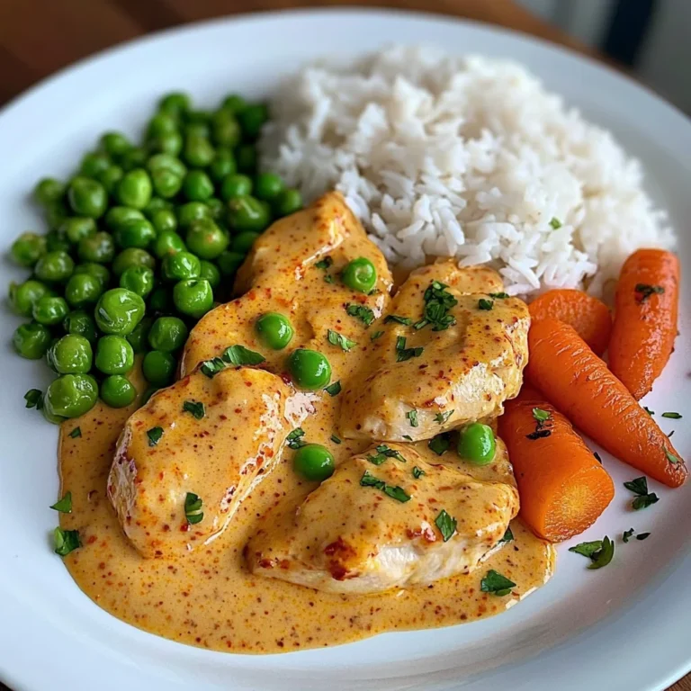 Creamy Paprika Chicken with Rice & Buttered Veggies
