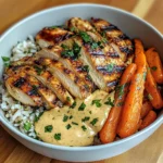 Grilled Chicken Bowl with Herbed Rice, Glazed Carrots & Creamy Sauce