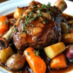 Red Wine Braised Lamb Shank with Root Vegetables