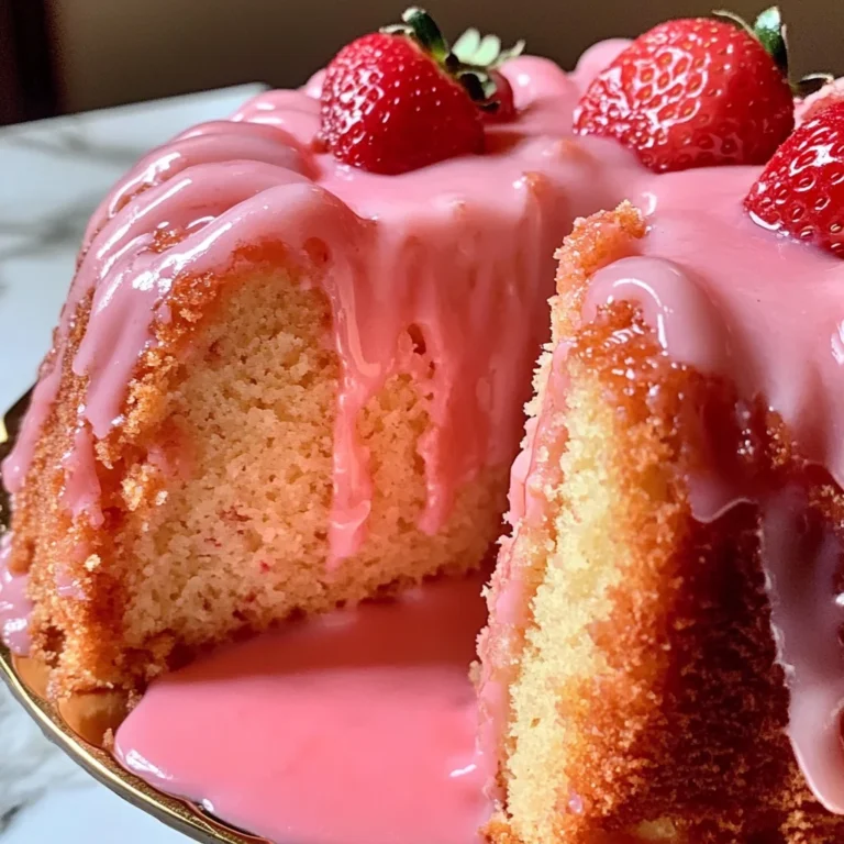 Strawberry Buttermilk Pound Cake with Pink Glaze