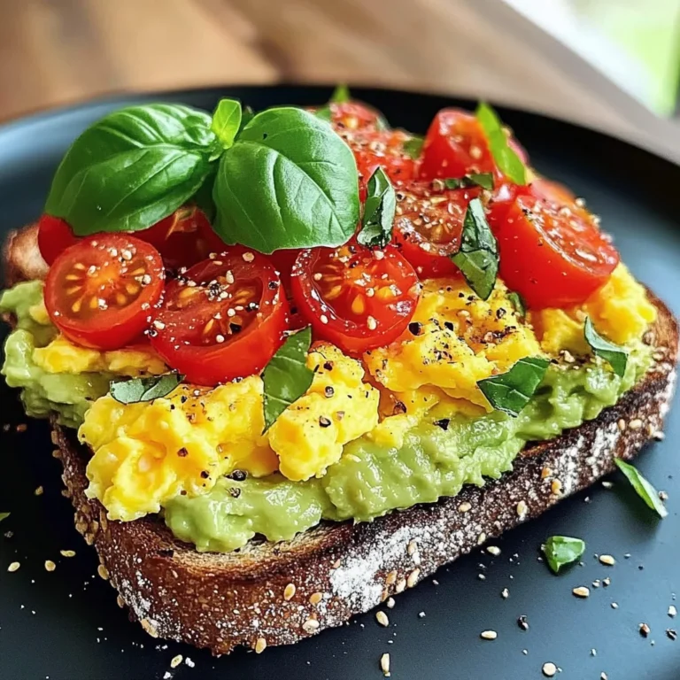 Avocado Toast with Scrambled Eggs and Tomatoes