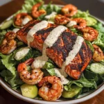 Blackened Salmon & Shrimp Salad