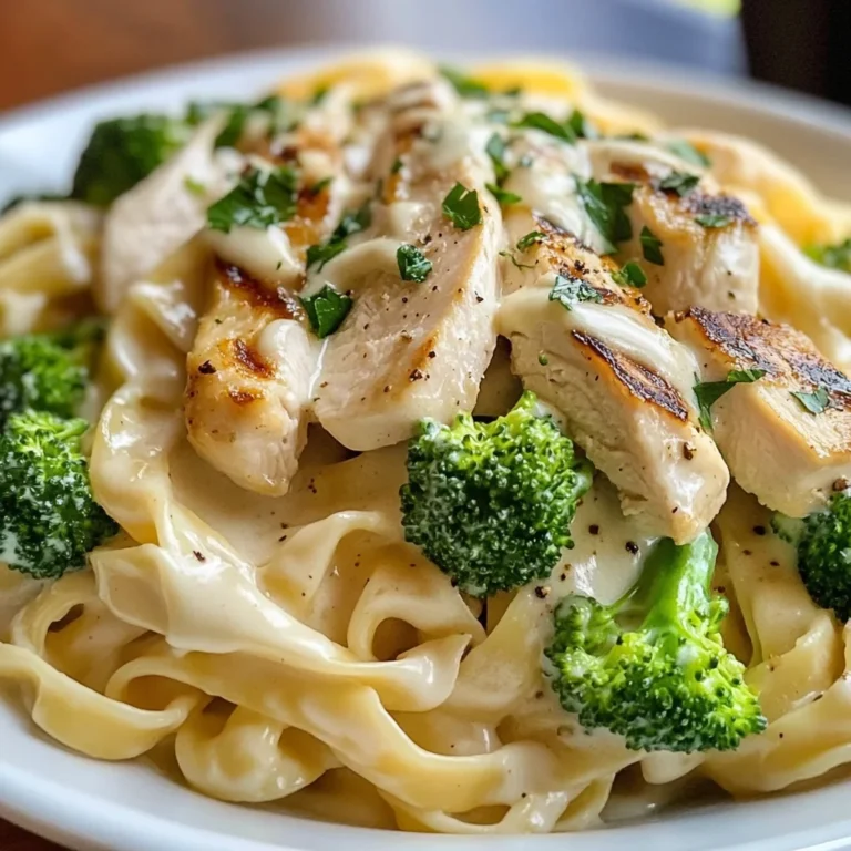 Creamy Chicken Alfredo Fettuccine with Broccoli