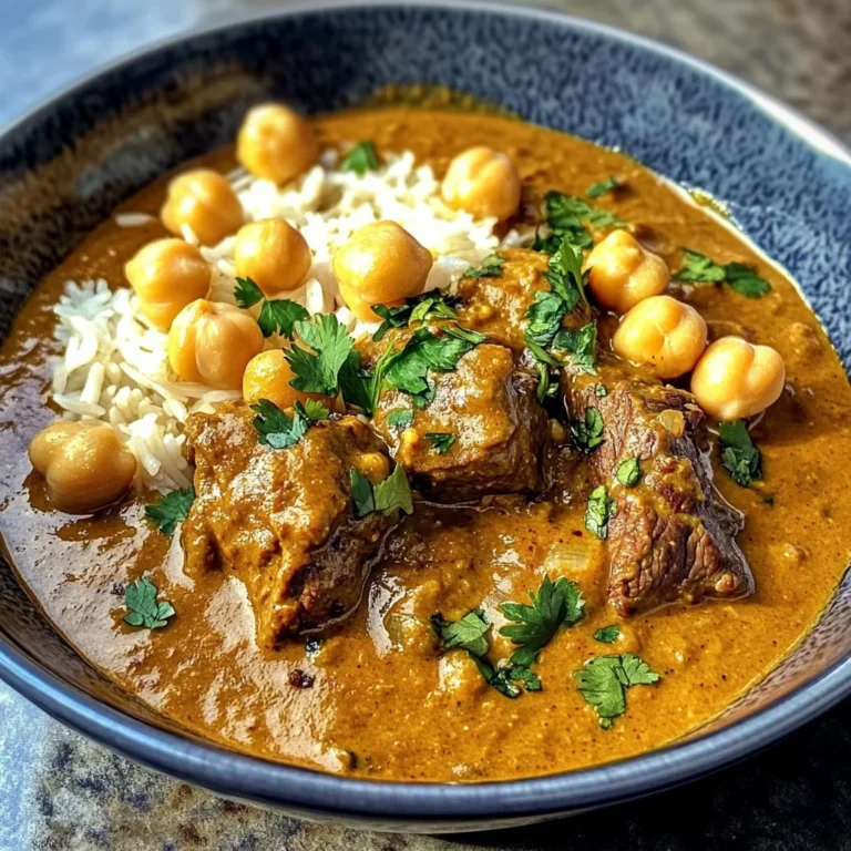 Creamy Coconut Beef & Chickpea Curry with Freshly Baked Garlic Naan