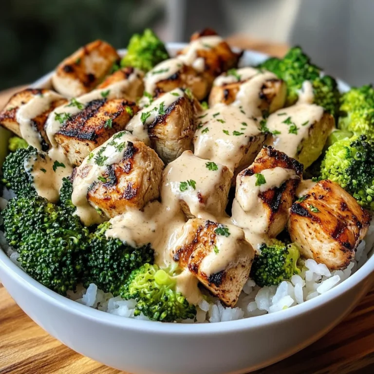 Creamy Garlic Chicken Bowl with Broccoli & Rice
