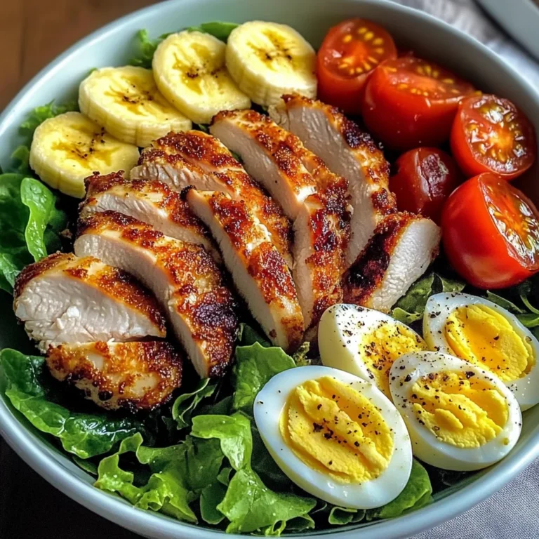 Crispy Chicken & Egg Salad Bowl with Fresh Banana & Greens
