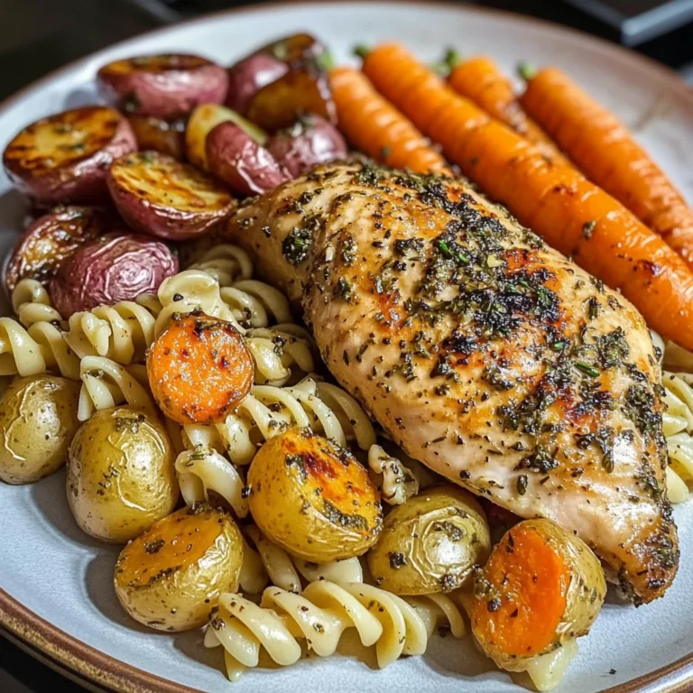 Garlic-Herb Chicken with Roasted Veggies & Creamy Rotini