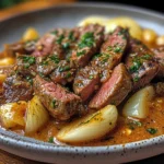 Garlic Butter Beef with Fries and Naan