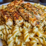 Garlic Parmesan Chicken Twisted Pasta in Spicy Three-Cheese Cajun Sauce