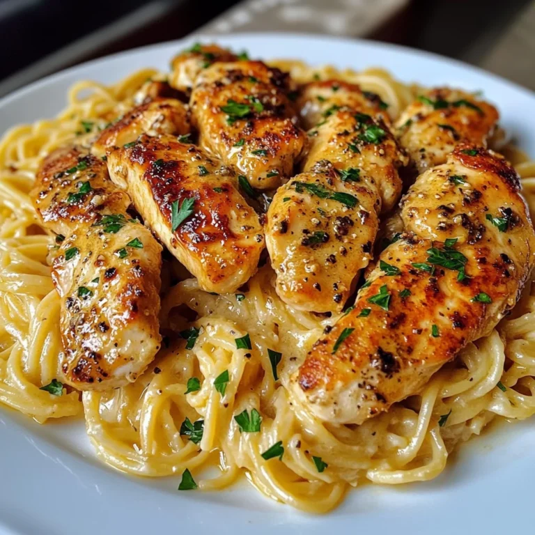 Golden Garlic Butter Chicken with Creamy Linguine