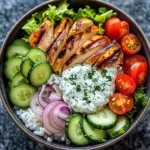 Grilled Chicken & Rice Veggie Bowl with Herb Yogurt