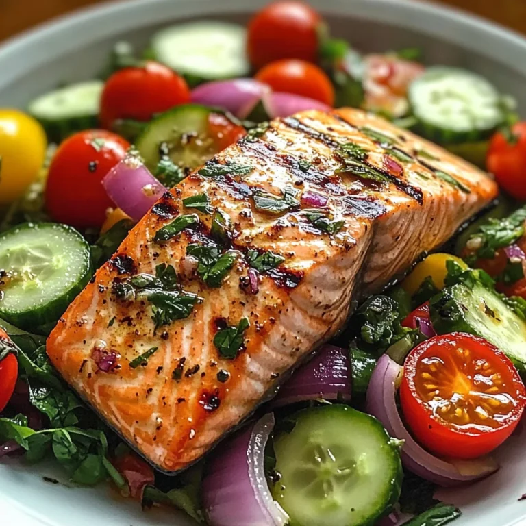 Grilled Salmon with Fresh Cucumber & Tomato Salad