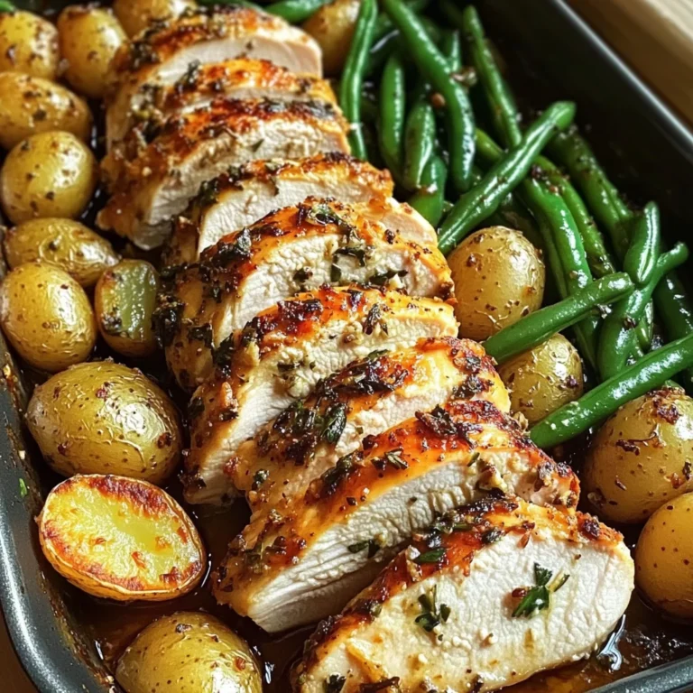One-Pan Garlic Herb Chicken with Crispy Potatoes & Green Beans