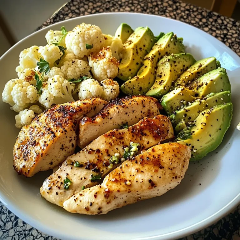 Pan-Seared Chicken with Steamed Cauliflower & Avocado Bowl