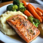Salmon with Mashed Potatoes and Vegetables