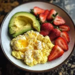 Scrambled Eggs with Avocado & Strawberries