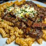 Spicy Garlic Butter Steak with Melted Mozzarella Rotini
