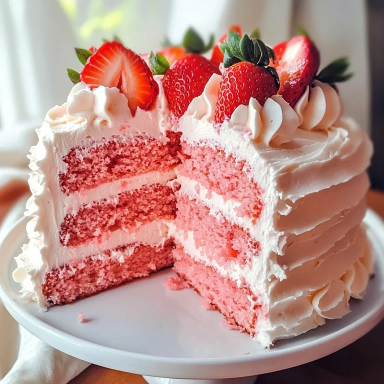 Strawberry Cake with Whipped Cream Cheese Frosting