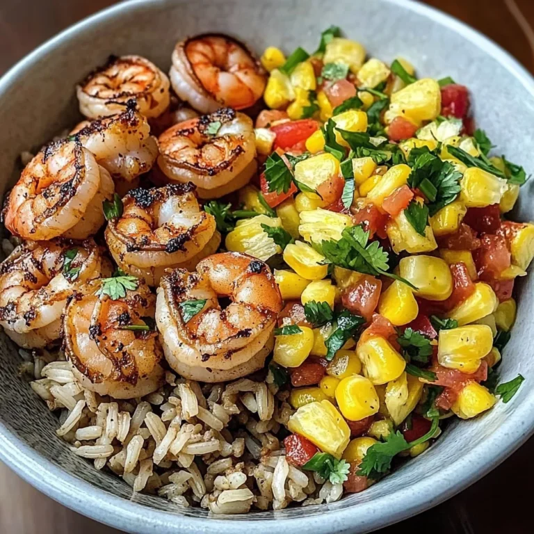 Zesty Shrimp Bowl with Brown Rice & Pineapple Corn Salsa